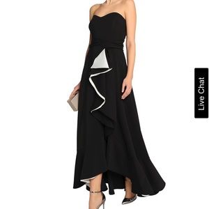 Badgley Mischka strapless ruffled crepe gown